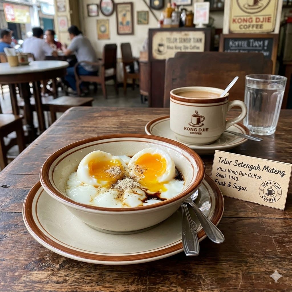 Telor Setengah Mateng Kedai Kopi Kong Djie